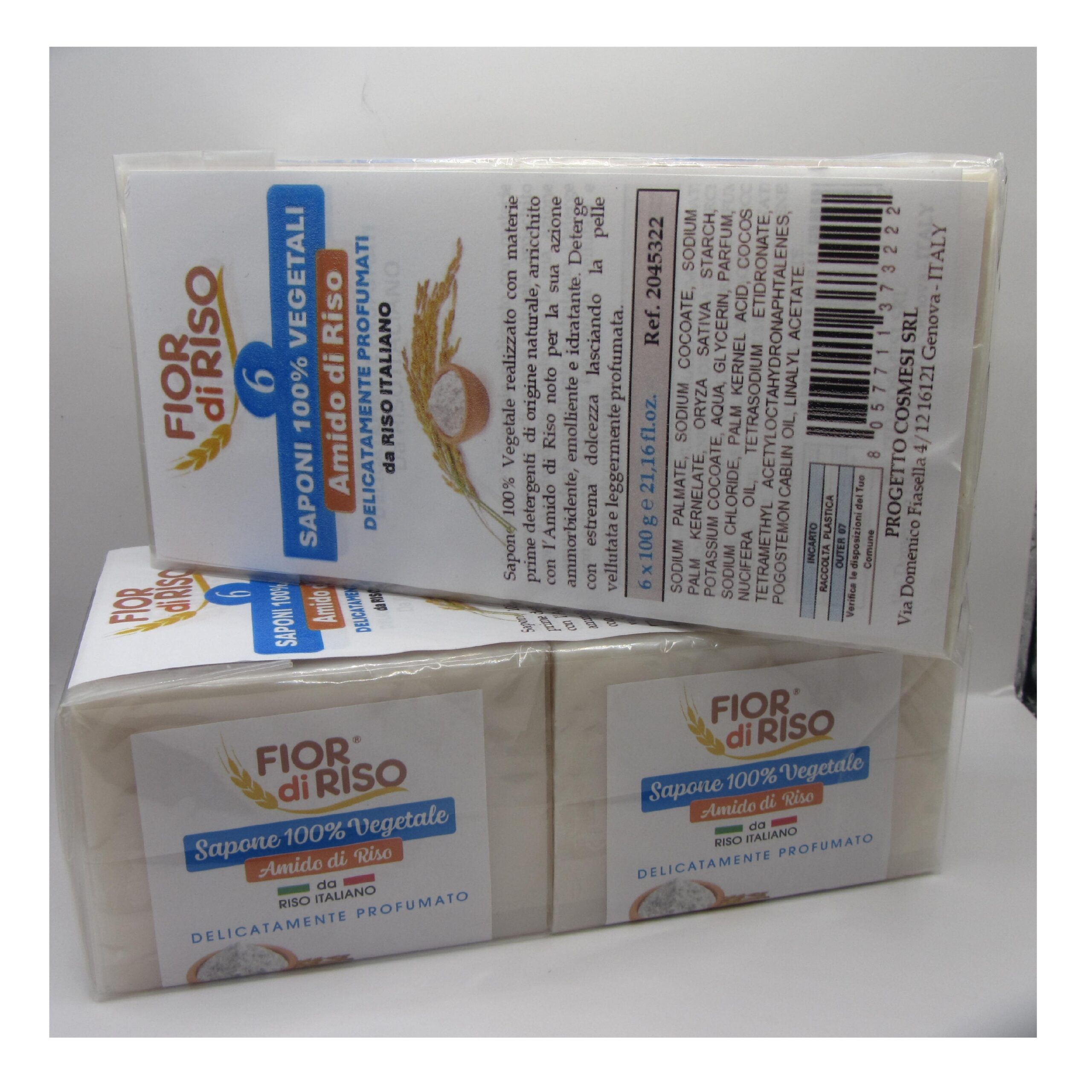 6 SAPONI DA 100g - 100% VEGETALI ALL’AMIDO DI RISO DELICATAMENTE PROFUMATI IN CONFEZIONE TRASPARENTE - immagine 2